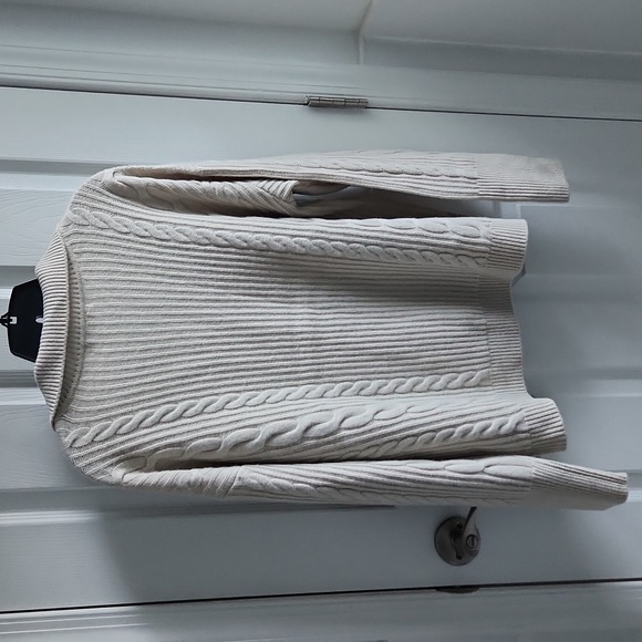 Nordstrom Signature - Cashmere/Wool Cable Knit Sweater, Oatmeal, Size L - Picture 10 of 14